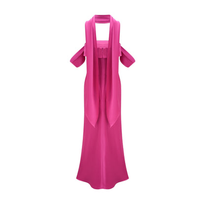 Yasmin off-shoulder satin midi dress