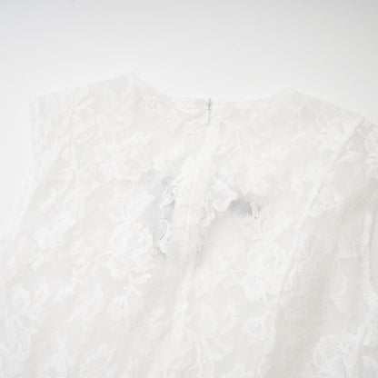 Lanetta guipure lace tulle-skirt dress