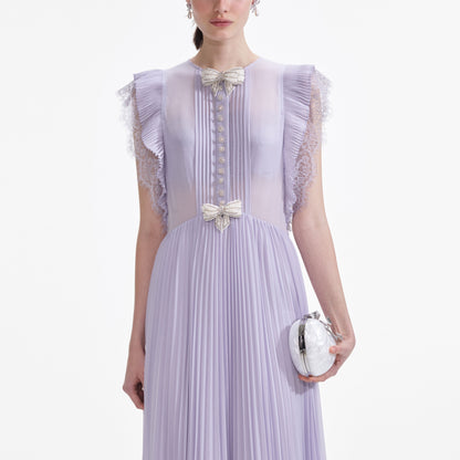 Lilac Chiffon Ruffle Maxi Dress