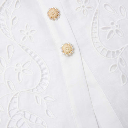 helen Cream Linen Peplum Midi Dress