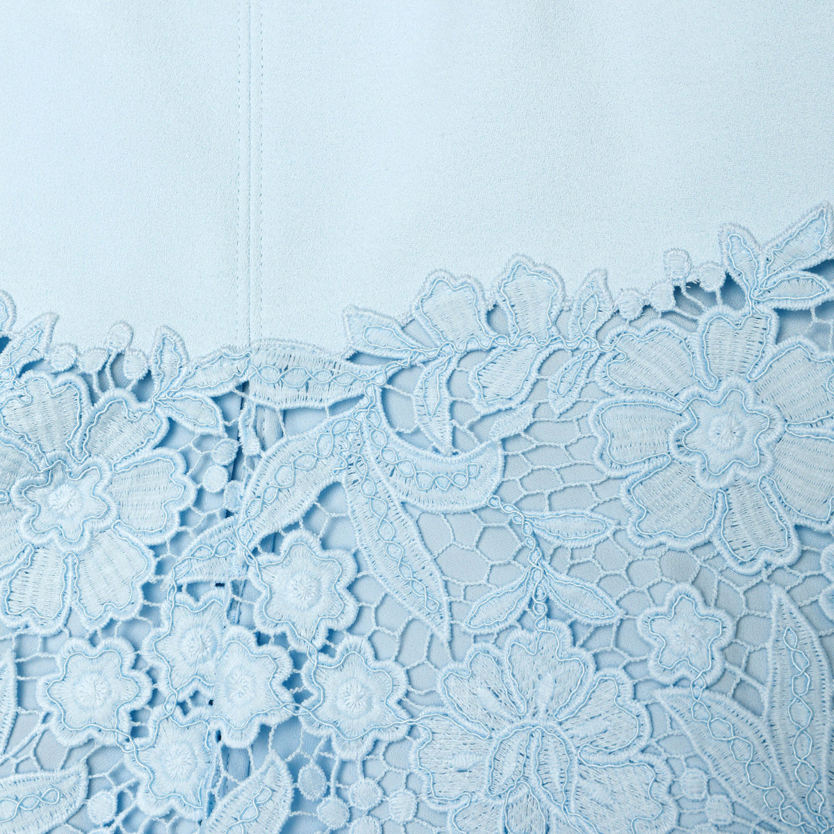yvonne Blue Crepe Lace Midi Dress