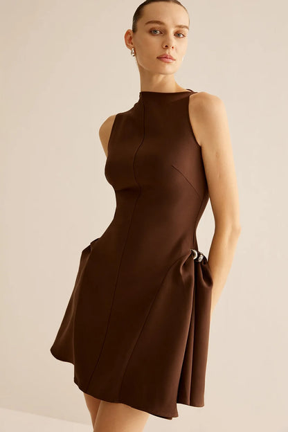Asymmetrical Flared Mini Dress