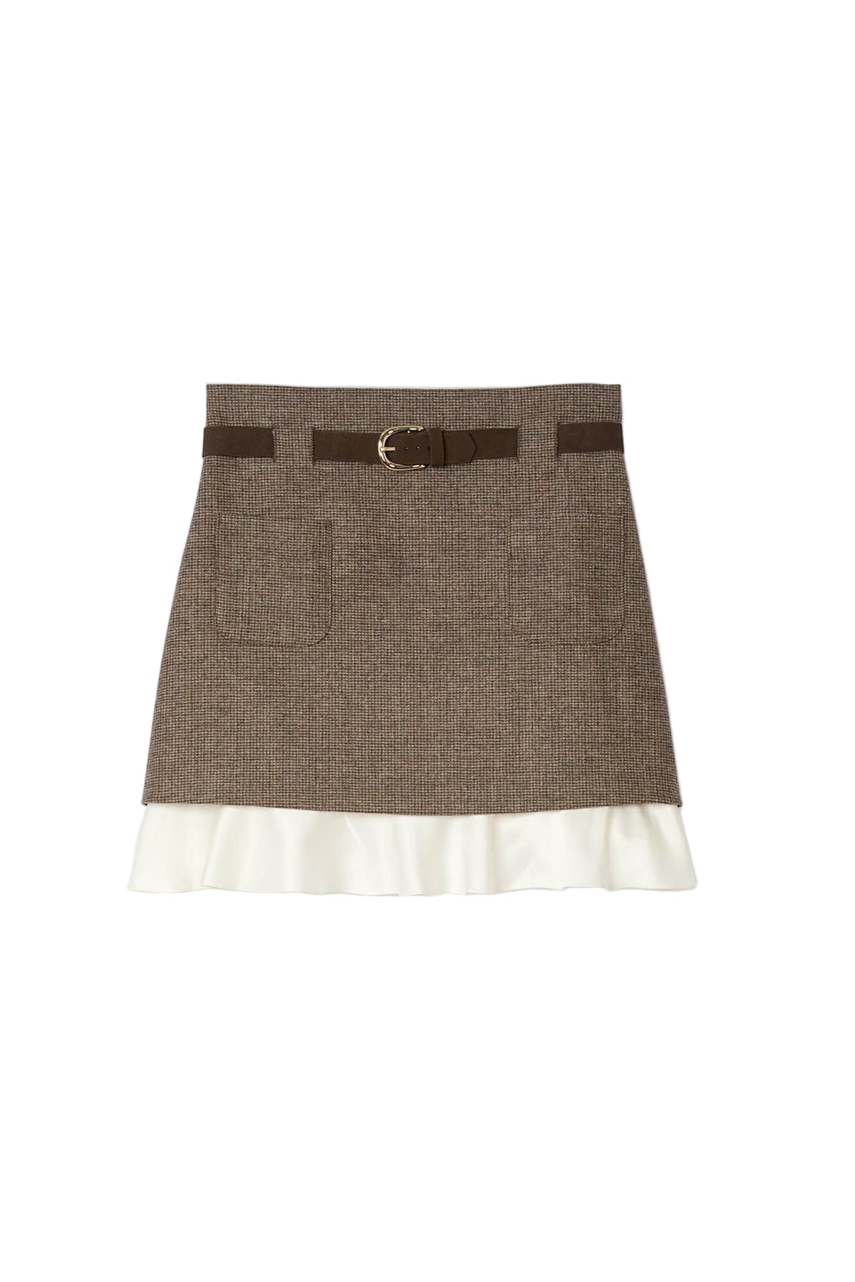 setlla Mini skirt with frill with belt in brown
