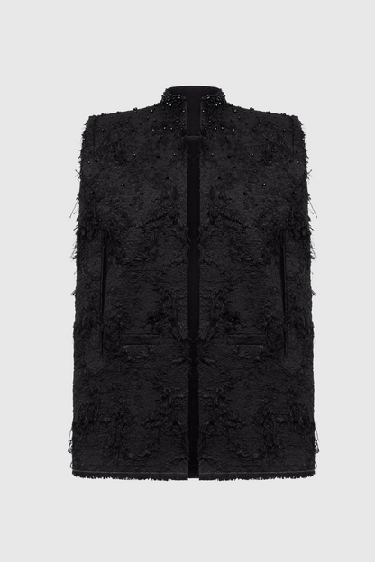 Santos Bow Jacquard Beaded Mini Dress - Black