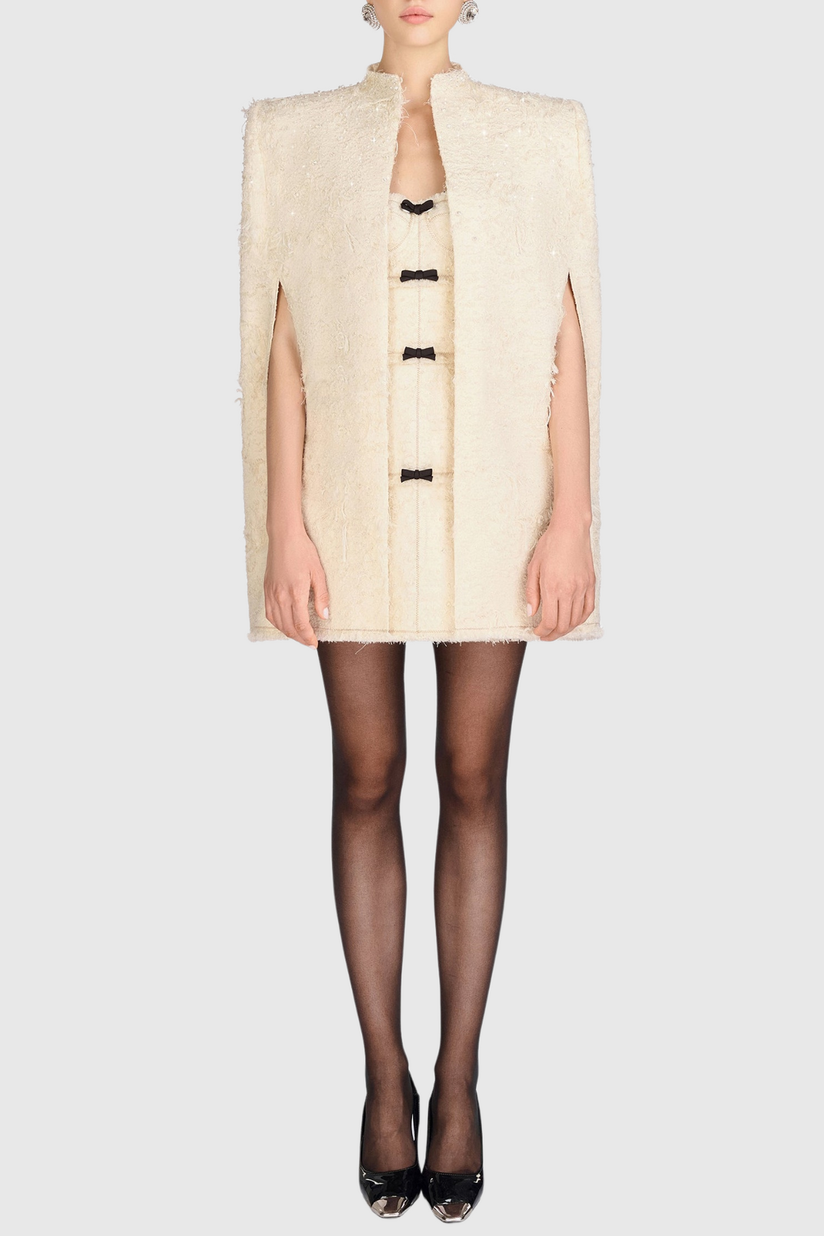 Santos Bow Mini Dress - Beige