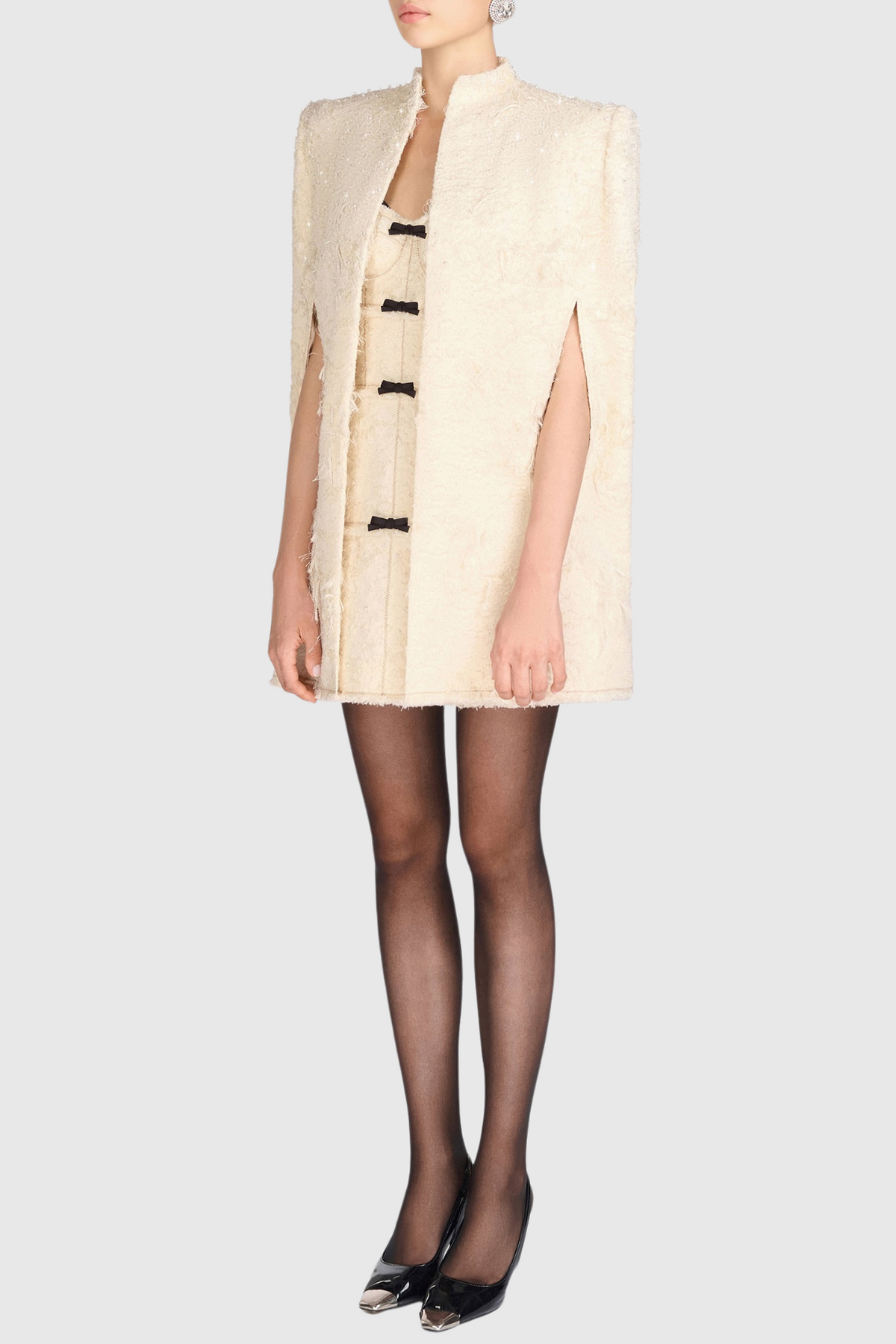 Santos Bow Mini Dress - Beige