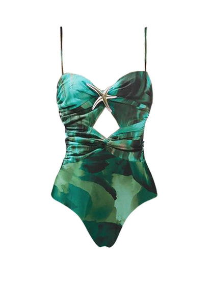 Ink Pattern Print Swimsuit for Women