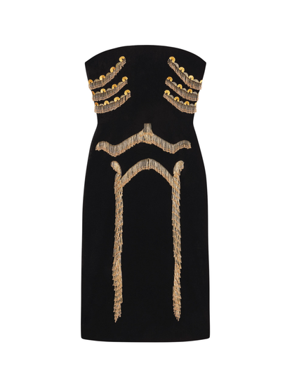 yuri Skeleton tassel embellished Bustier mini Dress in black
