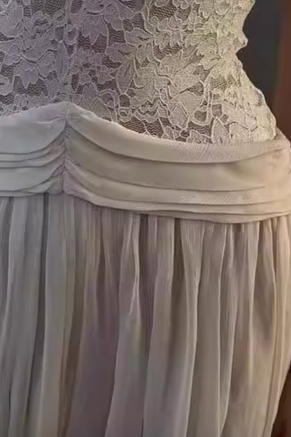 New winter style sheer V-neck lace-trimmed maxi dress