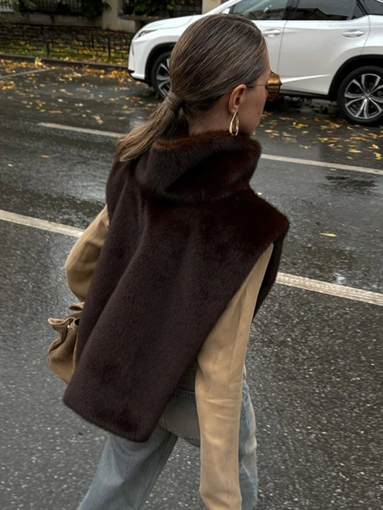 Faux Fur Vest Crop Top
