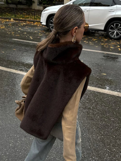 Faux Fur Vest Crop Top