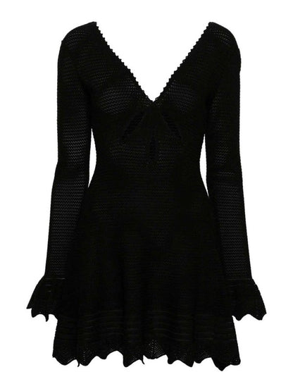 Laura black cut-out knit mini dress