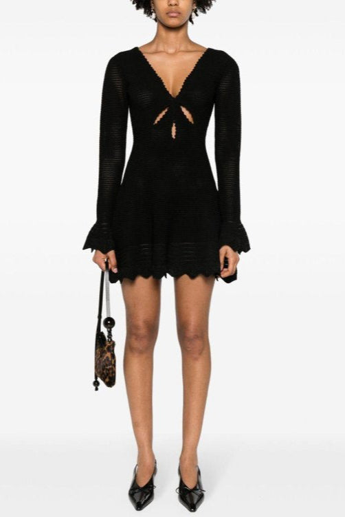 Laura black cut-out knit mini dress