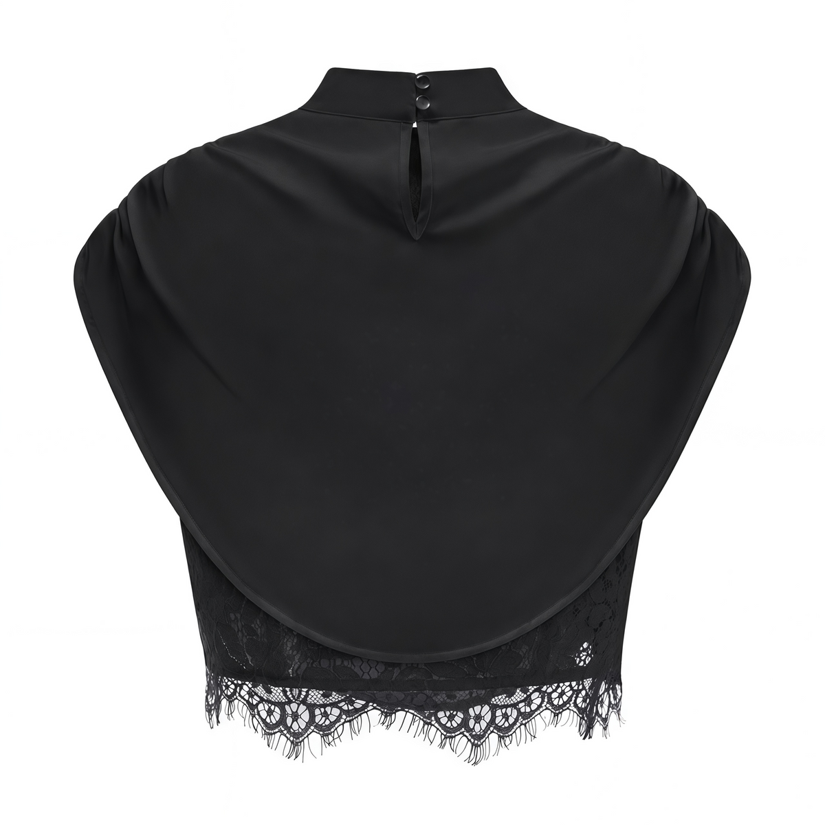 Black Satin Draped Sleeveless Crop Top Lace Corset Ruched Mini Skirt Two-Piece Set