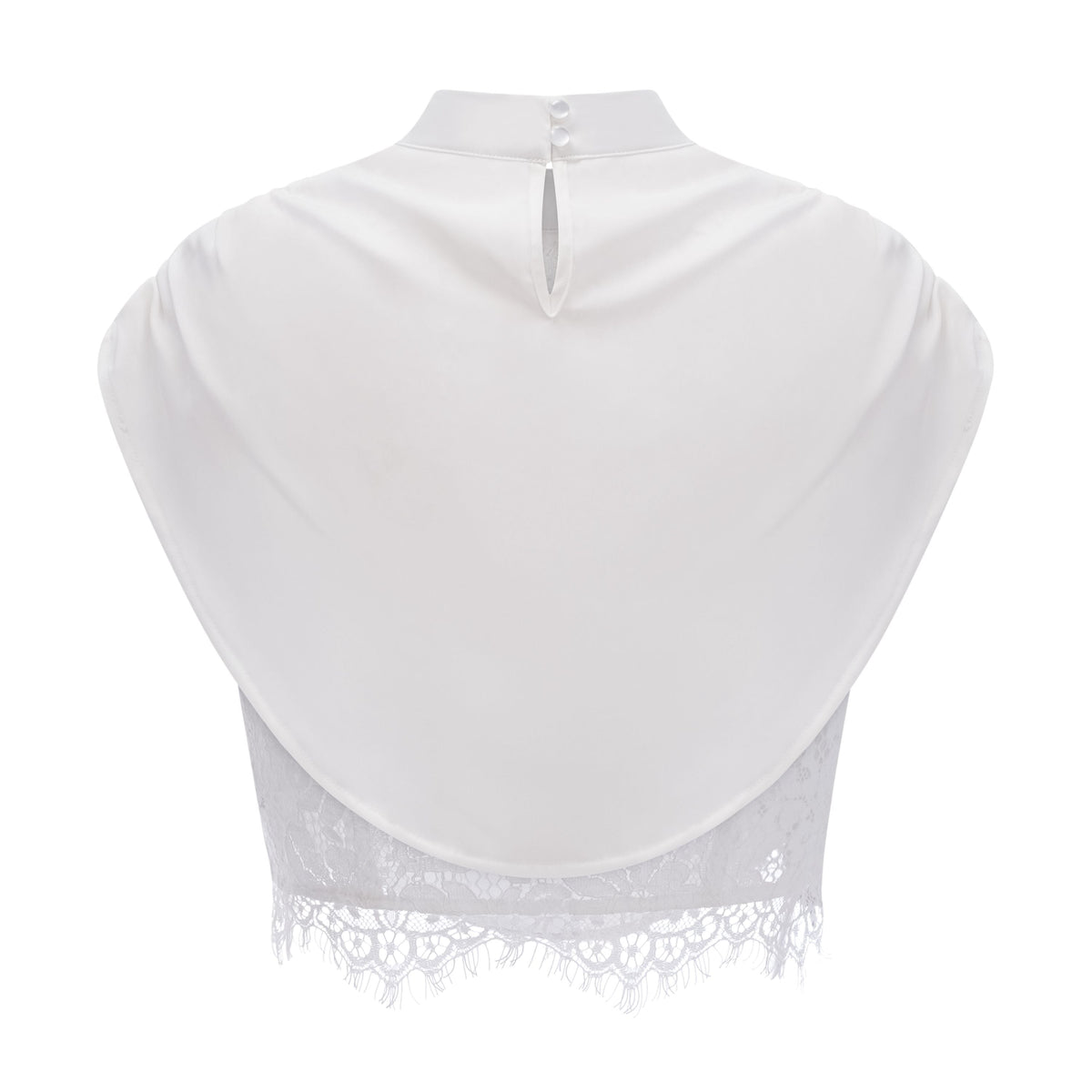 Ivory Draped Satin Sleeveless Crop Top Lace Corset Ruched Mini Skirt Two-Piece Set