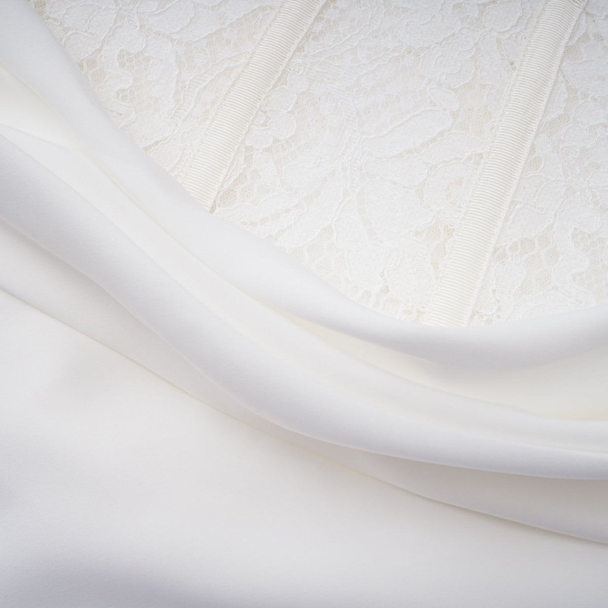 Ivory Draped Satin Sleeveless Crop Top Lace Corset Ruched Mini Skirt Two-Piece Set