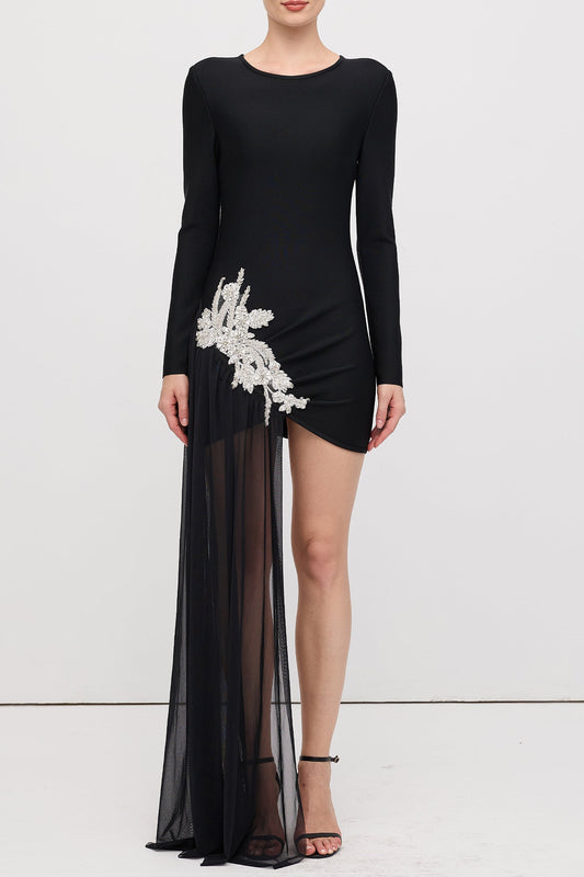 rebecca black Asymmetrical With rhinestone Embellishments Mini Dress