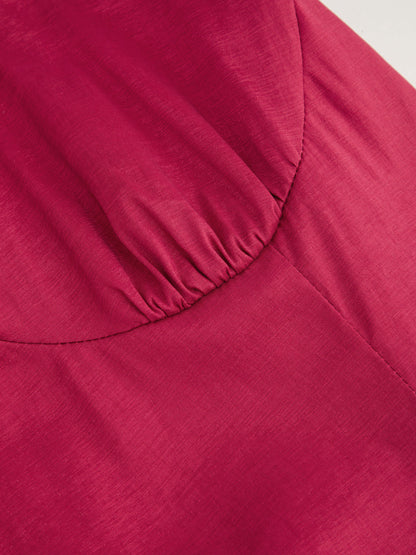Square Neck Bowknot Zipper Mini Dress in red