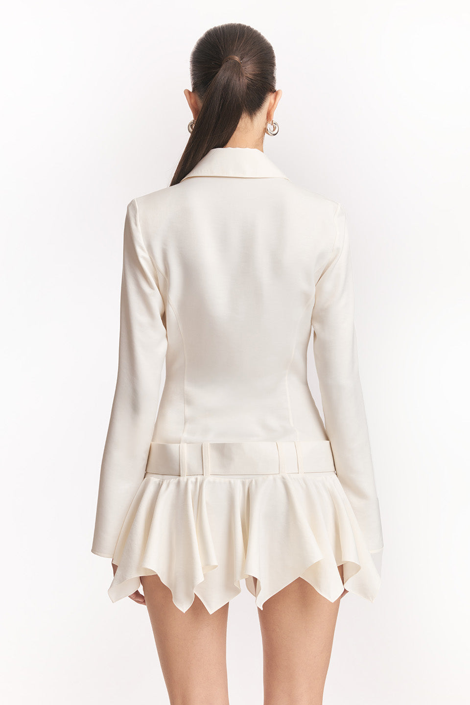 dinah Umbrella tail hem Shirt mini Dress in white