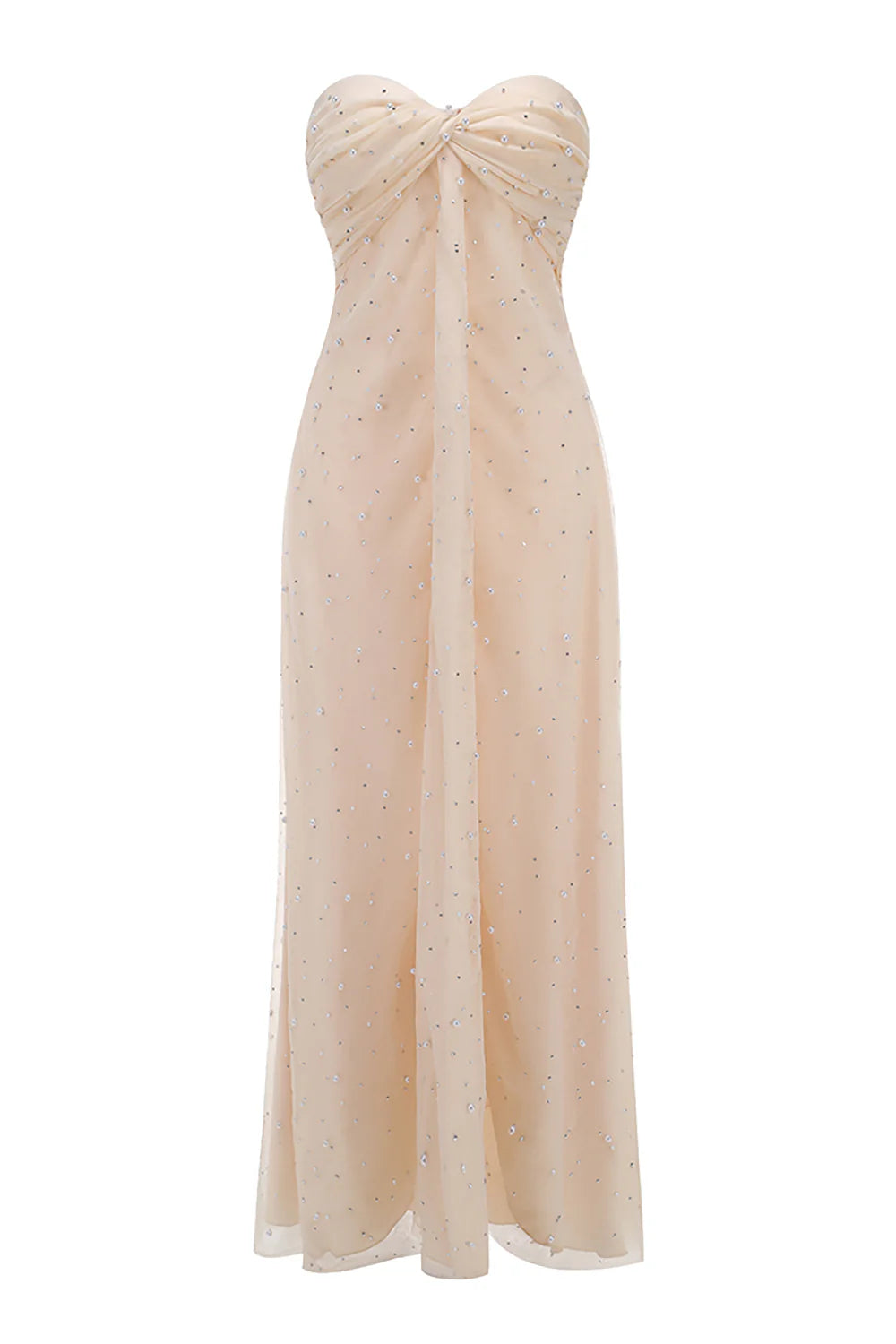 Strapless Pearl Crystal Maxi Dress