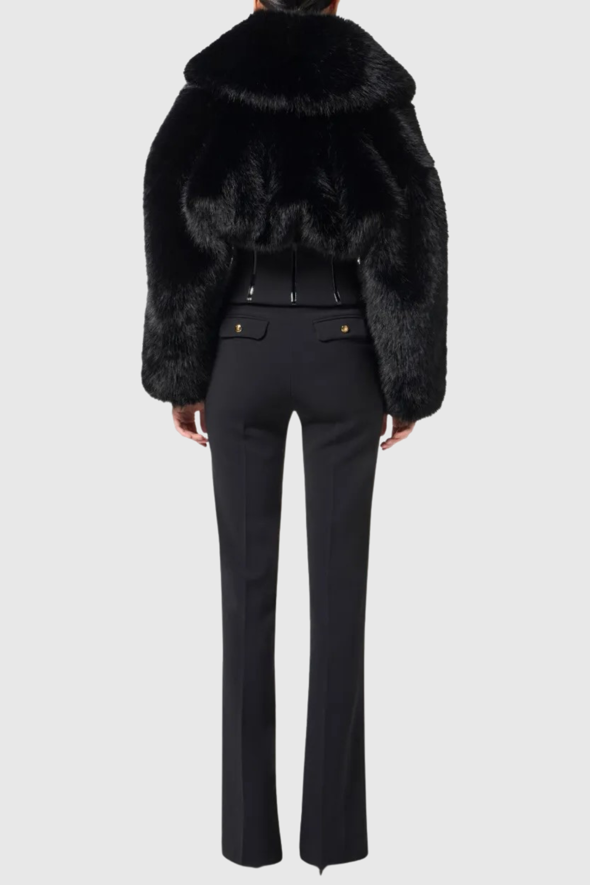 adelaide Faux Fur Corset Jacket in black