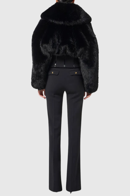 adelaide Faux Fur Corset Jacket in black