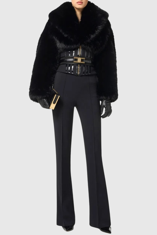 adelaide Faux Fur Corset Jacket in black