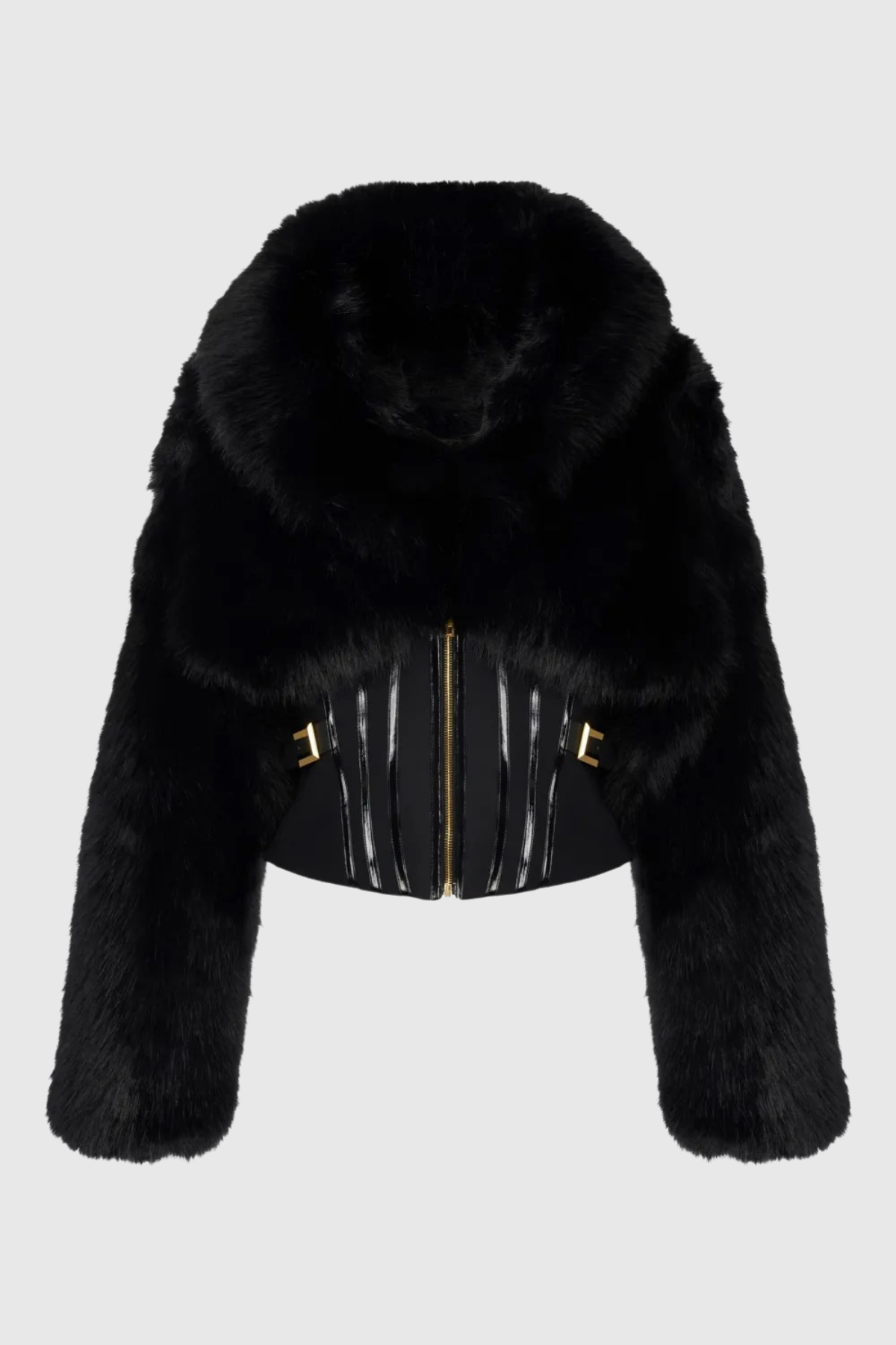 adelaide Faux Fur Corset Jacket in black