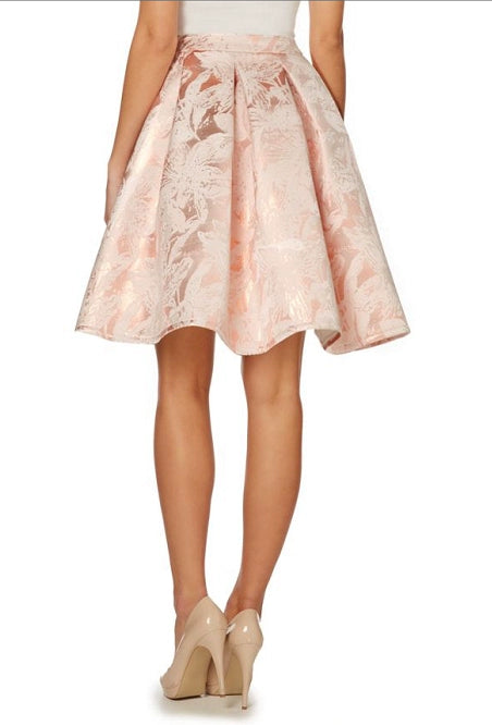 pink jacquard mid-waist puffy Umbrella skirt