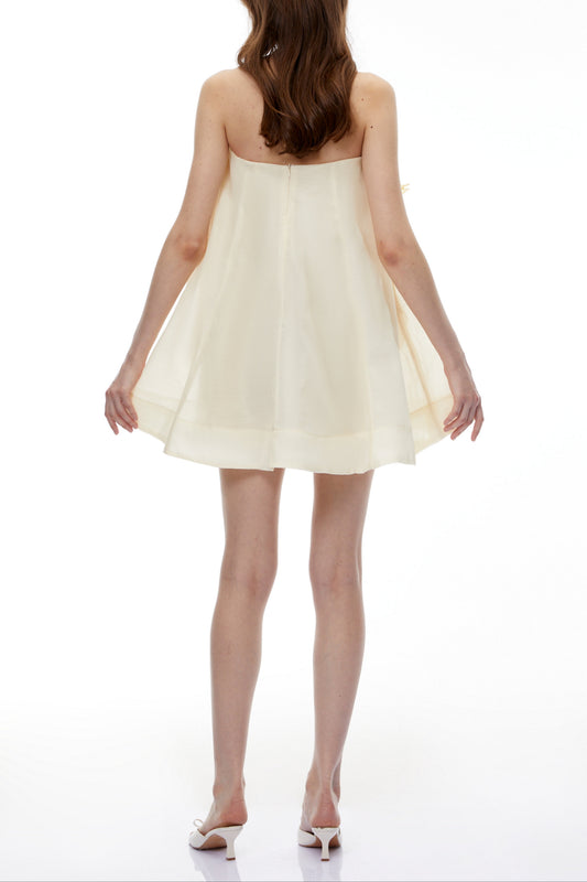 sabrina Off-Shoulder 3D Floral Mini Dress in Yellow