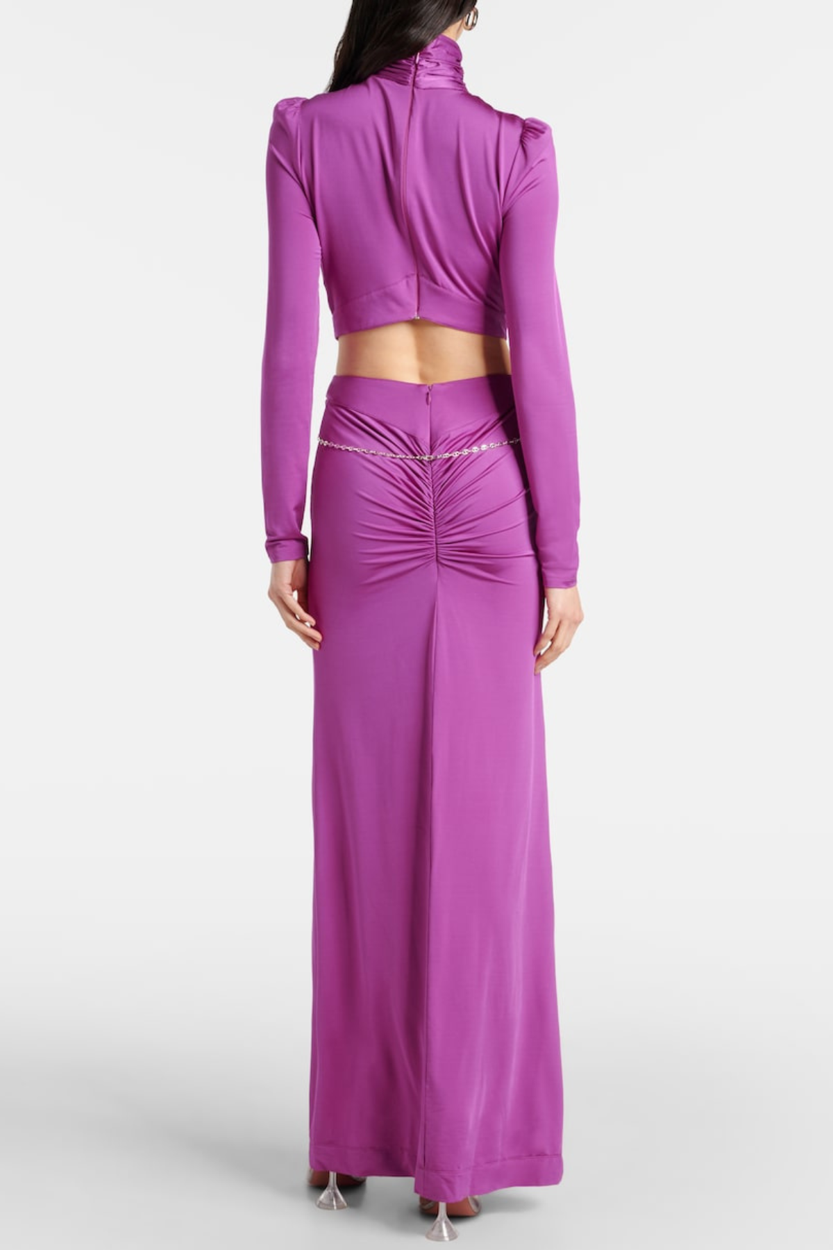 Trisa Crystal Embellished Cutout Maxi Dress - Purple