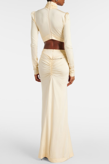 Trisa Crystal Embellished Cutout Maxi Dress - Yellow