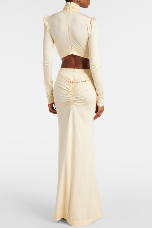 Trisa Crystal Embellished Cutout Maxi Dress - Yellow
