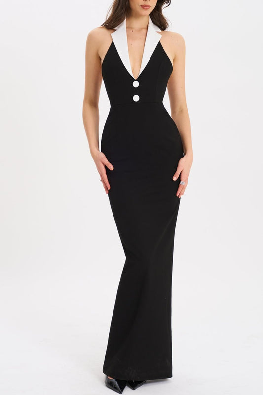 Tsanko Halter Maxi Bandage Dress