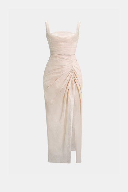 ORGANZA LINEN DRAPED DRESS