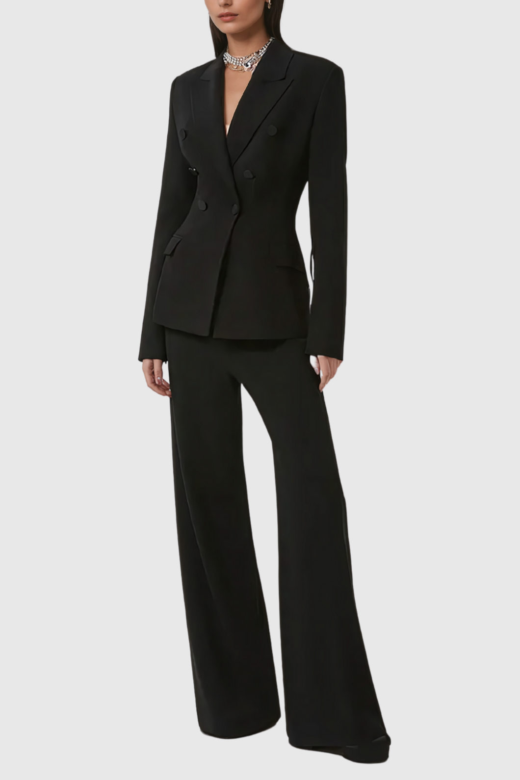 Vienna Hollow Fringe Backless Blazer in black