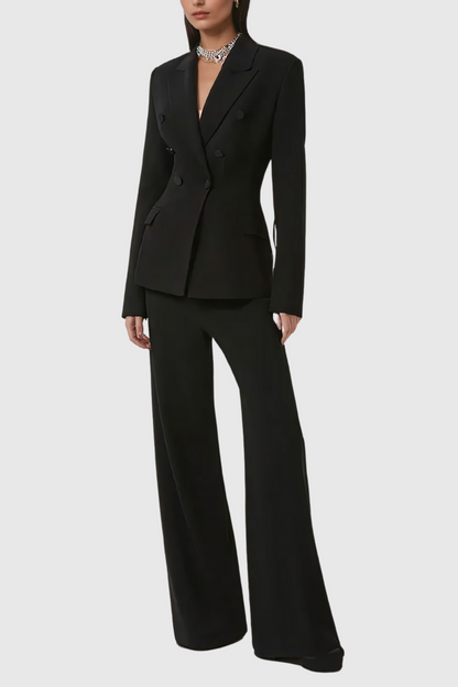 Vienna Hollow Fringe Backless Blazer in black