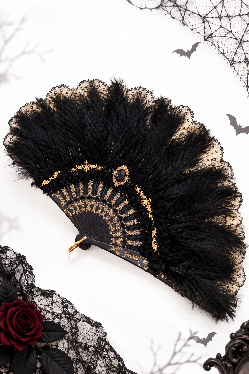 Vintage Baroque Lace Folding Fan