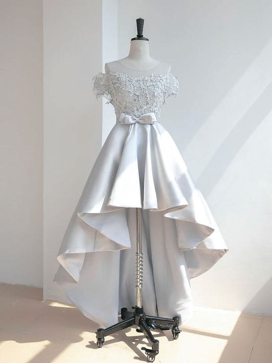 Gray Neckline Lace Dresses