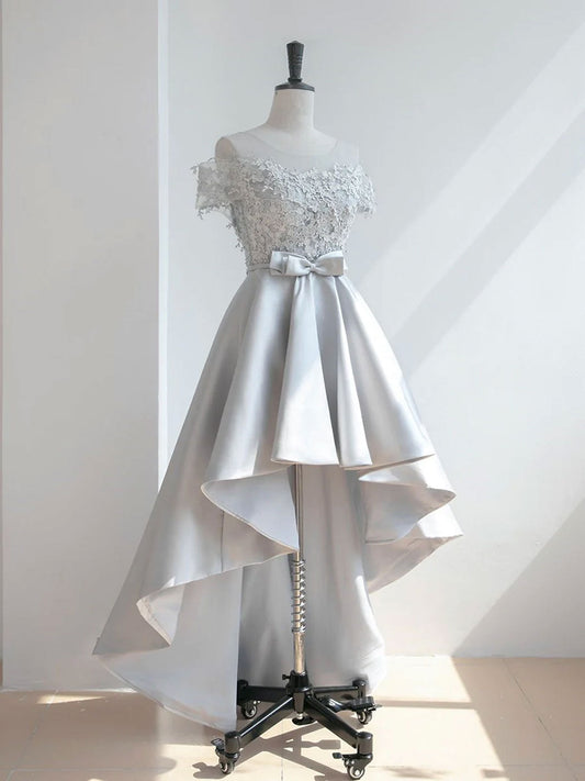 Gray Neckline Lace Dresses