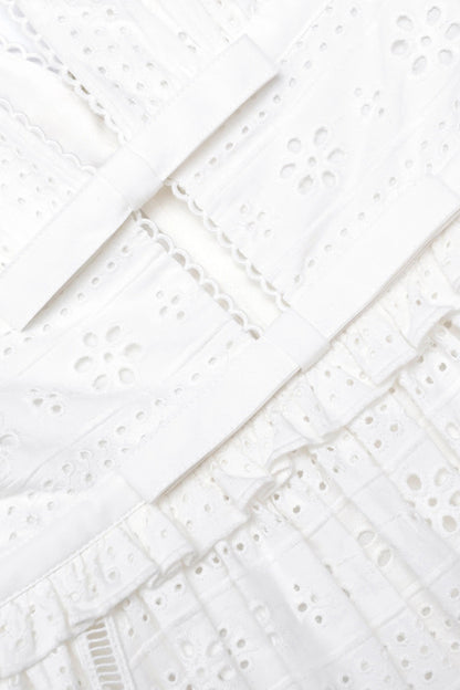 White Cotton Broderie Midi Dress