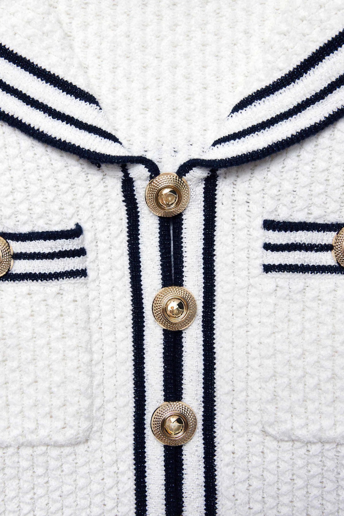 White Textured Knit Top