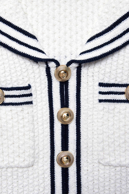 White Textured Knit Top