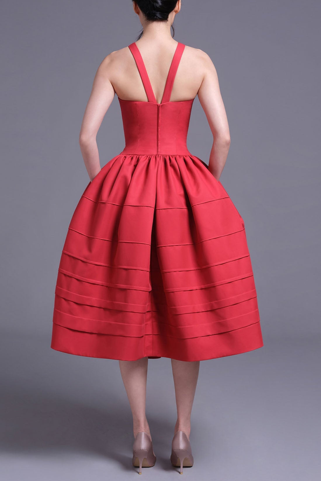 Berry Bell-Shaped mini Dress in red
