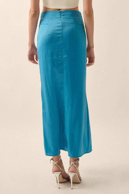 Curve Matte Satin Buttoned Maxi Skirt