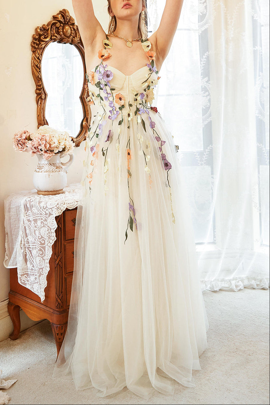 Elegant A Line Champagne Plus Size Prom Dress with Appliques