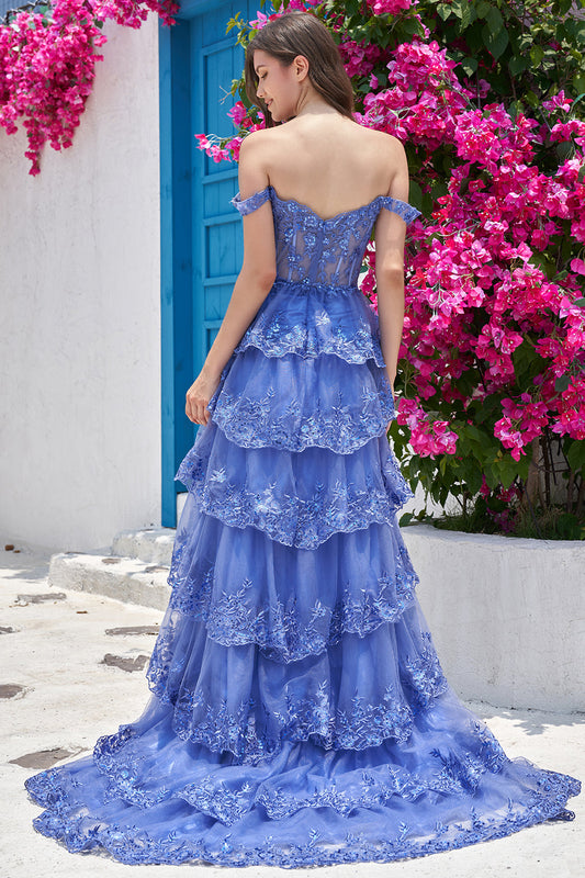 Off Shoulder Dark Blue Maxi Dress