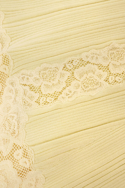 Yellow Knit Lace Insert Midi Dress