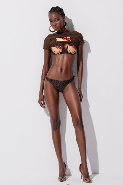 Yoda Leopard Print Halter Neck Swimwear