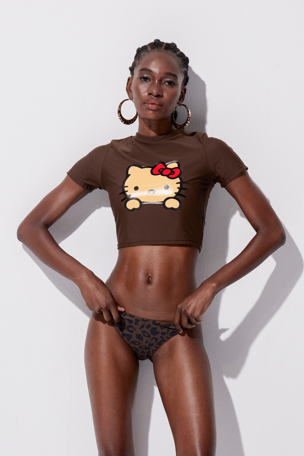 Yoda Leopard Print Halter Neck Swimwear